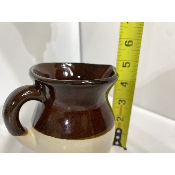 Vintage RRP CO. Roseville Ohio USA Stoneware Pottery Mini Pitcher Two Tone Brown - Picture 7 of 10